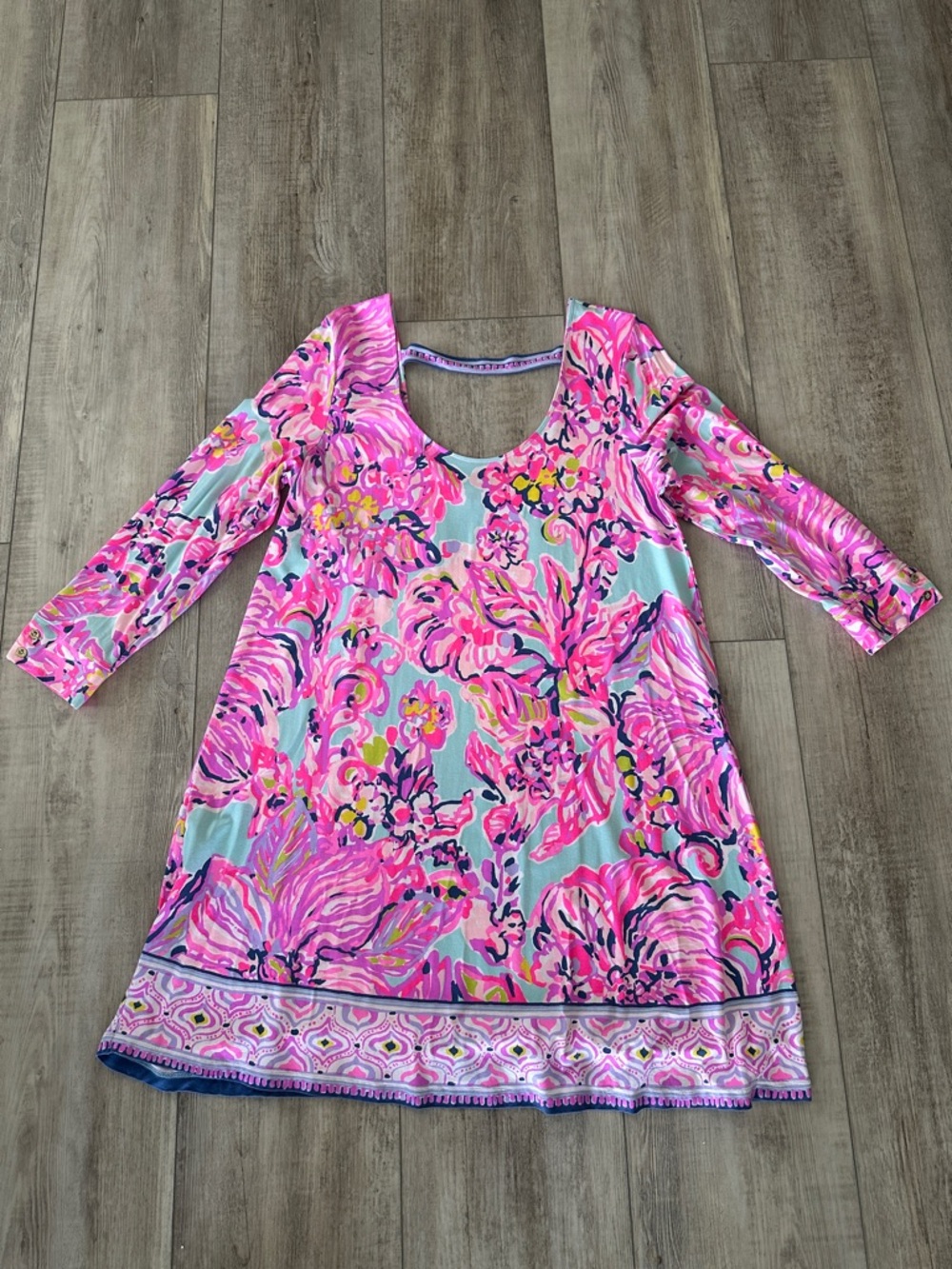 Lilly Pulitzer Bright Pink & Aqua Floral Shift Dress